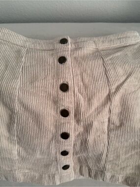 Forever 21 Cream Corduroy Button-Front Mini Skirt